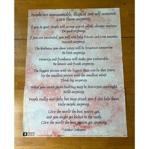 Poetry‎ Large Poster College Collection Wall Room Decor Pink, Size 22x30